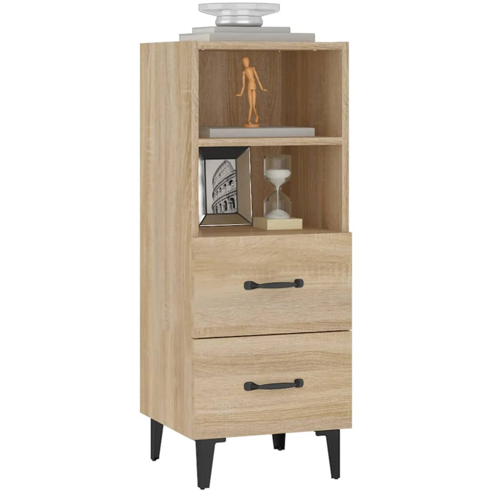 vidaXL 2 Drawer 2 Shelf Sonoma Oak Narrow Sideboard Image 4