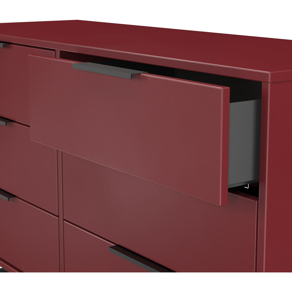 Crowndale Hong Kong 6 Drawer Red Matt Wide Chest of Drawers Ready Assembled Image 6