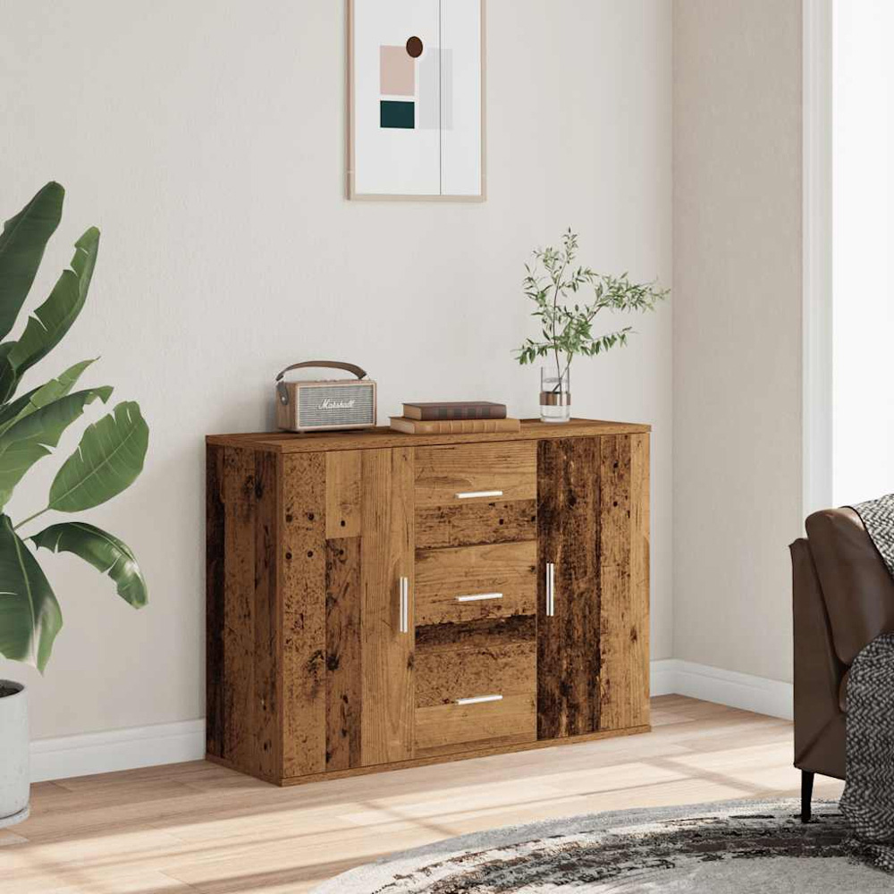 vidaXL 2 Door 3 Drawer Old Wood Sideboard Image 3