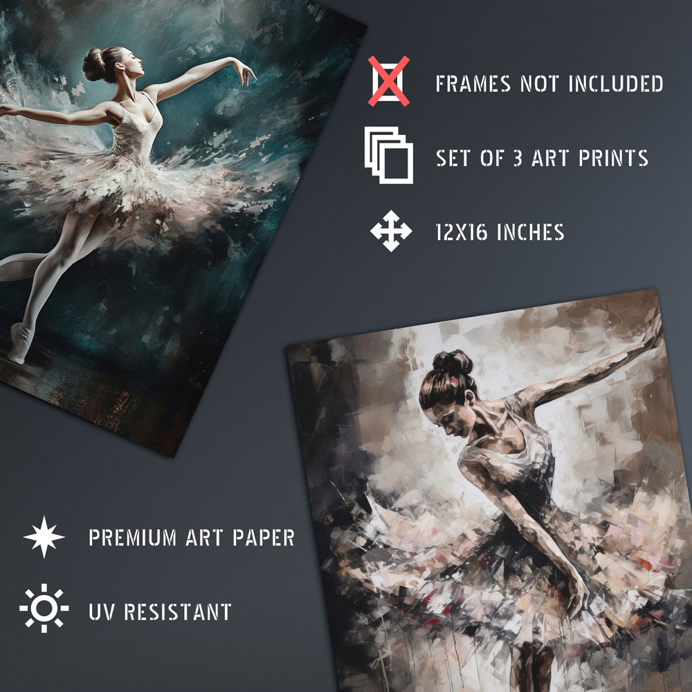 Artery8 Ballet Dancers Ballerinas Dancing Oil Painting Wall Art Print 30 x 41cm 3 Pack Image 4