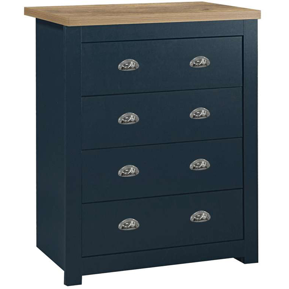 Highgate 4 Drawer Navy and Oak Chest of Drawers Image 4