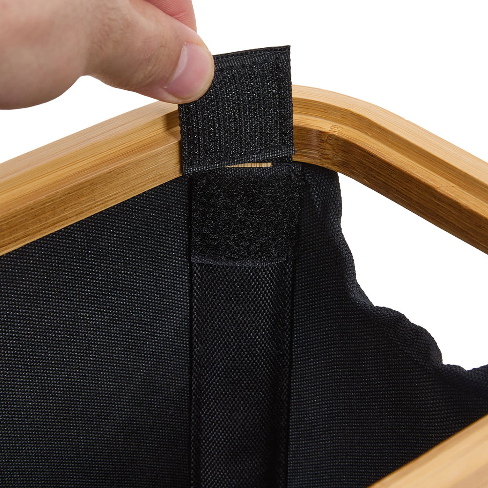 Living and Home Black and Natural Bamboo Toilet Roll Storage Basket with Lid Image 7