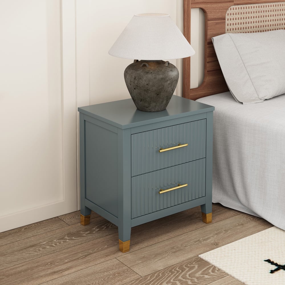 Biasi 2 Drawers Grey Bedside Table Image 7