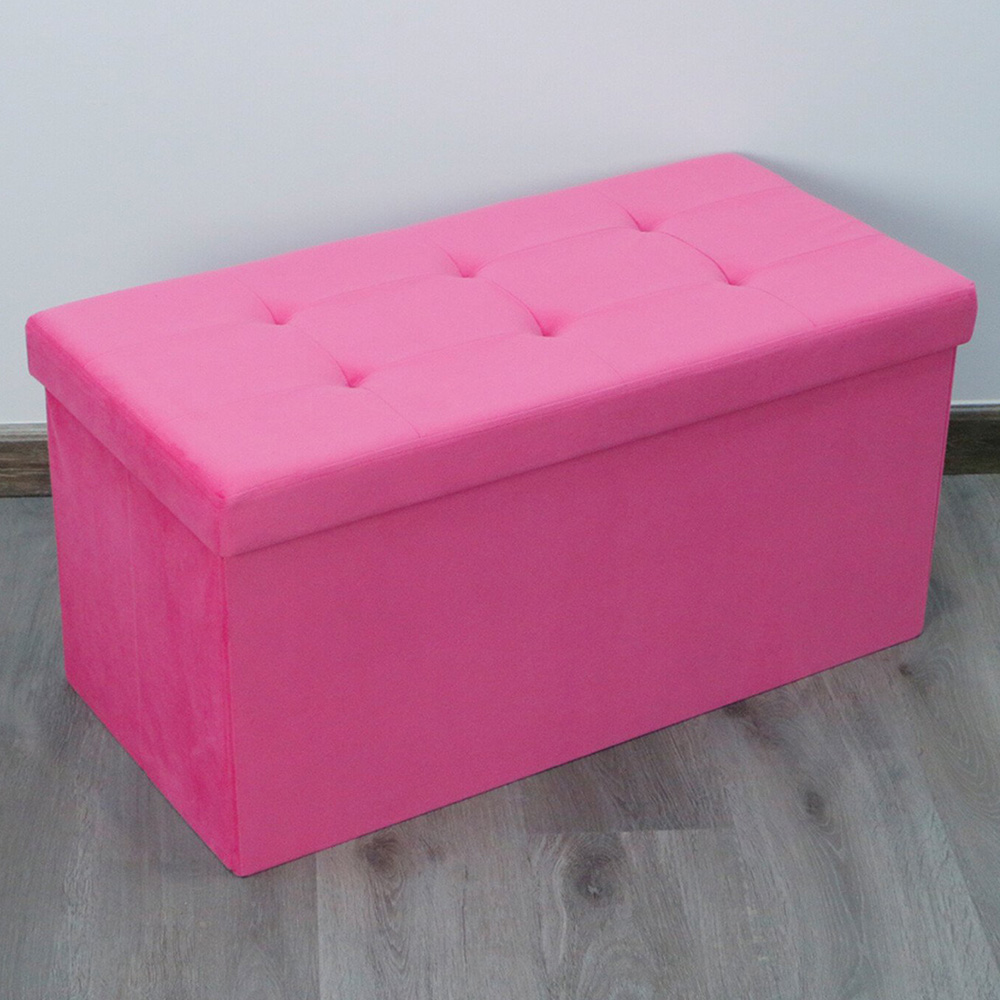 Seville Pink Brushed Velvet Storage Box Image 1