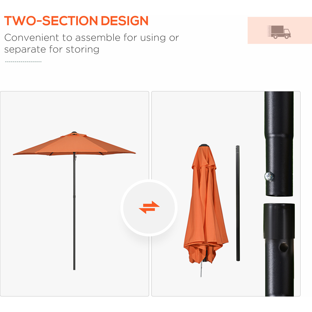 Outsunny Orange Patio Parasol 2m Image 4