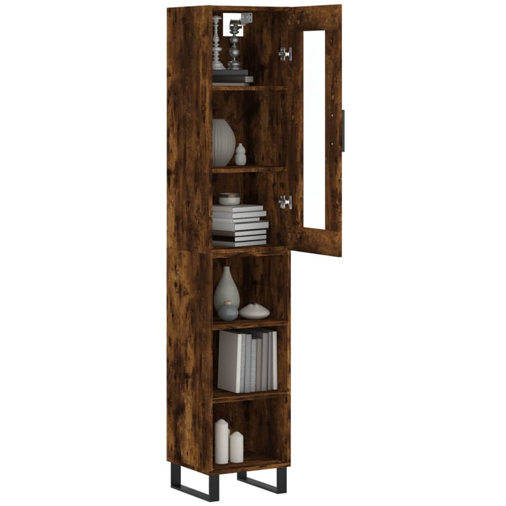 vidaXL Single Door 3 Shelf Smoked Oak Highboard Image 3
