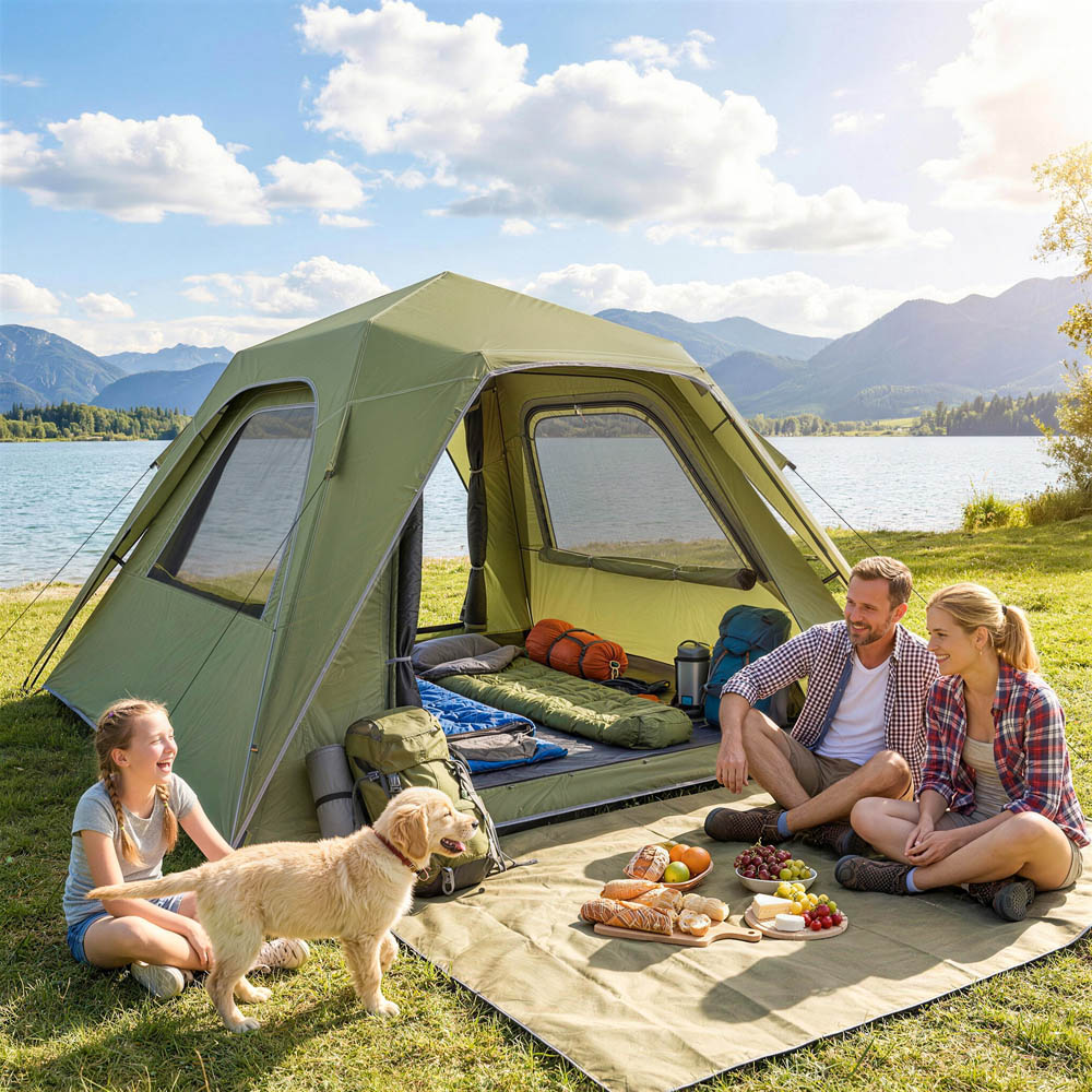Outsunny 3-4 Person Waterproof Pop-Up Camping Tent Green Image 2