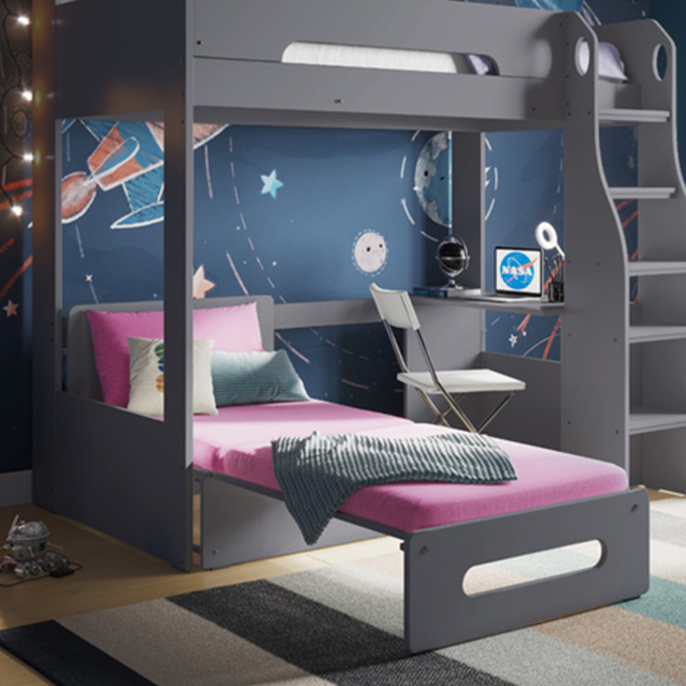Flair Cosmic Grey Wooden High Sleeper with Hot Pink Futon Image 2