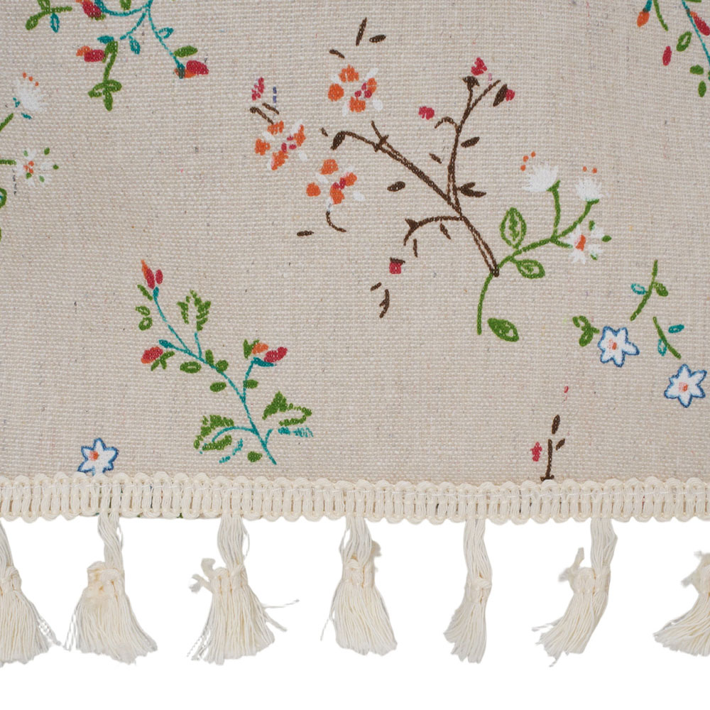 Living and Home Beige Bohemian Botanical Print Semi Sheer Curtain 213 x 150cm Image 5