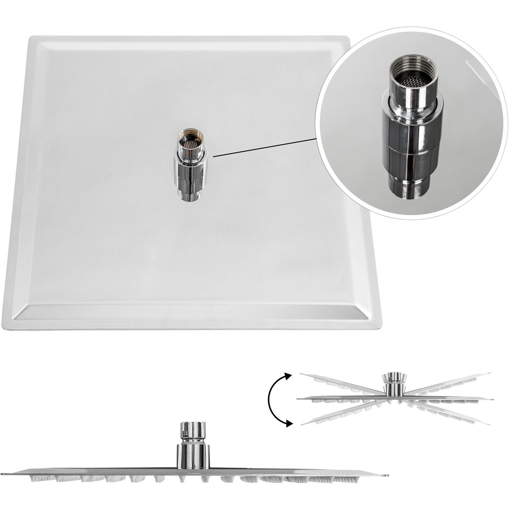tectake Stainless Steel Square Rain Shower Head 30 x 30cm Image 4