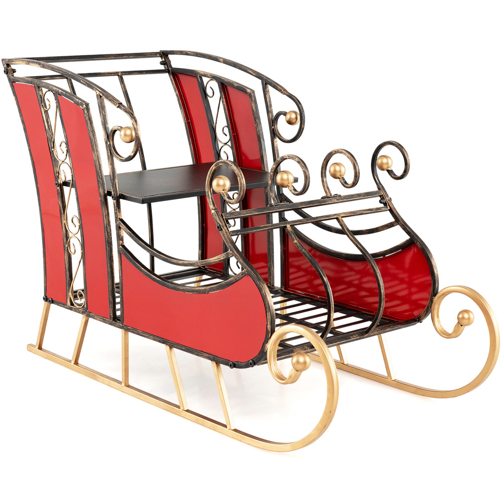 Costway 2 Shelf Santa Sleigh Storage Christmas Decoration Image 2