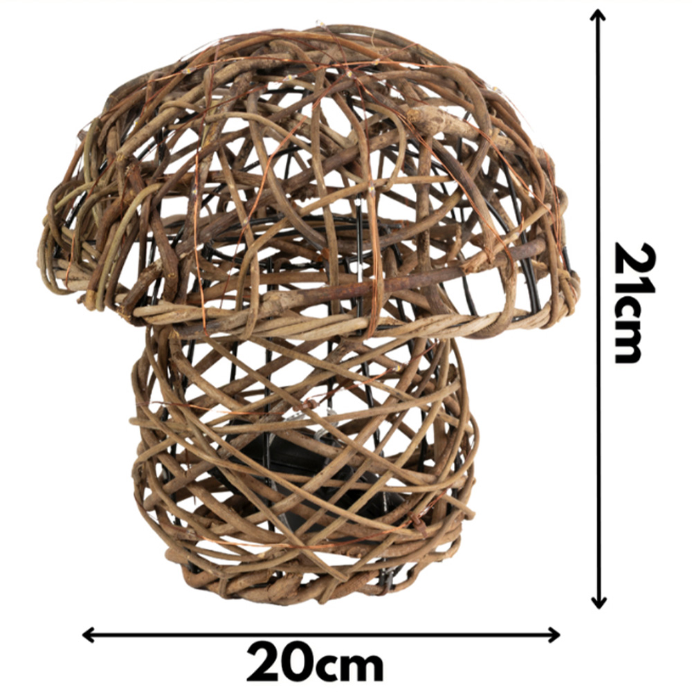 Garden Mile Warm White LED Rattan Mushroom Light 21cm Image 6