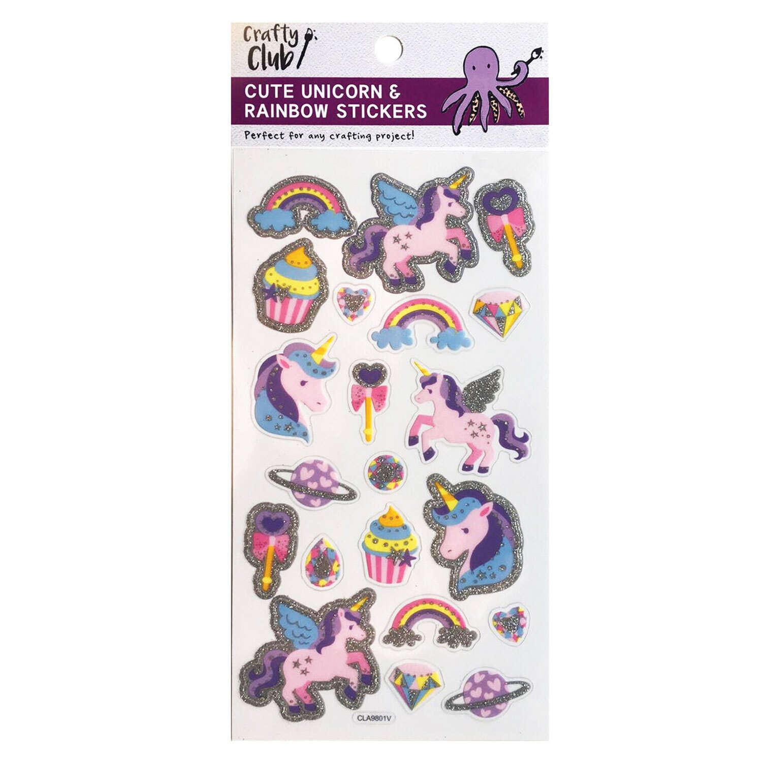 Crafty Club Cute Unicorn and Rainbow Stickers Image