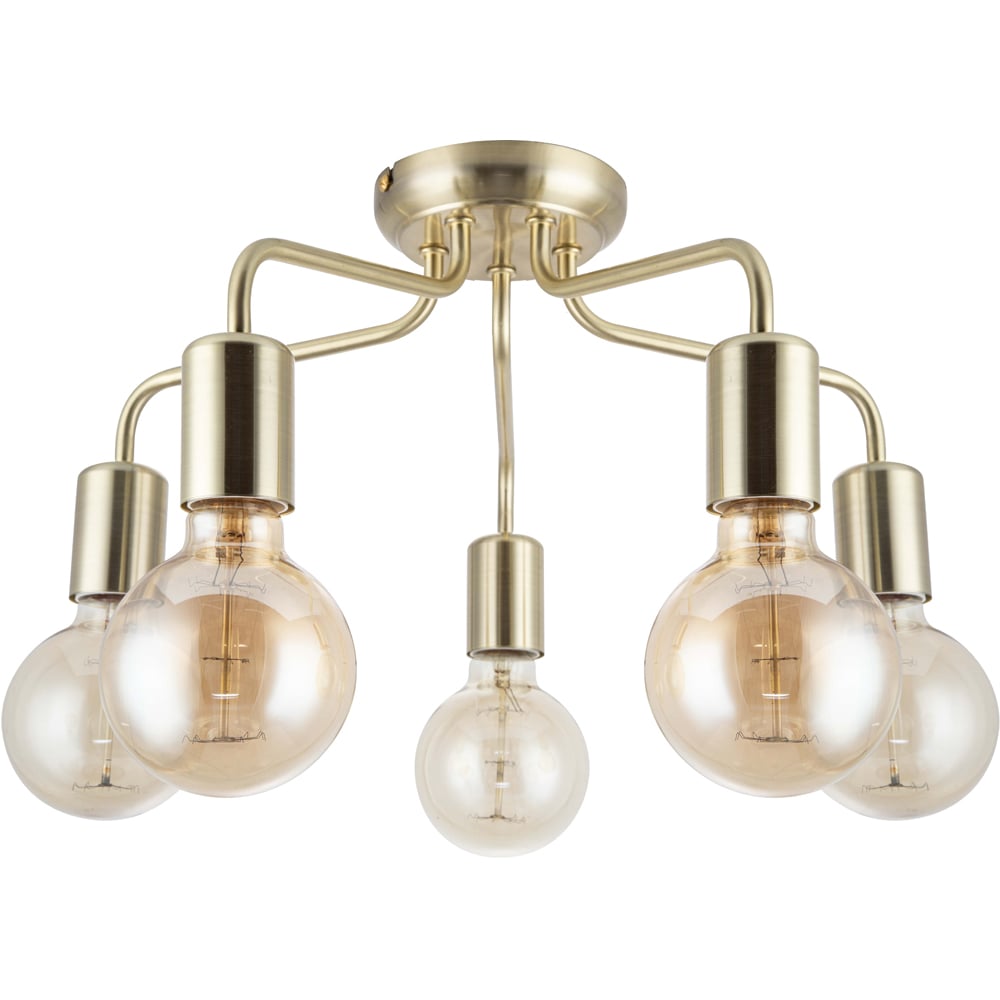 Cosylyte Fraser 5 Light Brushed Brass Metal Flush Ceiling Light Image 1