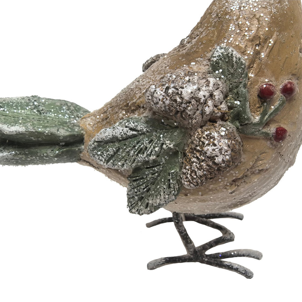 Rustic Robin Ornament Brown Image 4