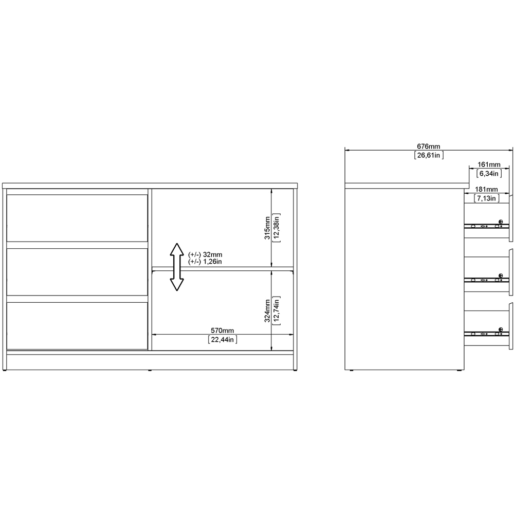 Florence Single Door 3 Drawer Jackson Hickory Oak Sliding Storage Unit Image 8