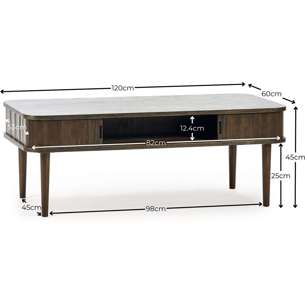 Julian Bowen Arya 2 Door Dark Oak Effect Fluted Coffee Table Image 9