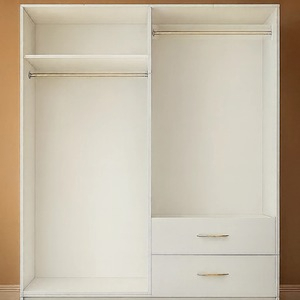 TJ'S Venice 4 Door 2 Drawer White Wardrobe Image 4