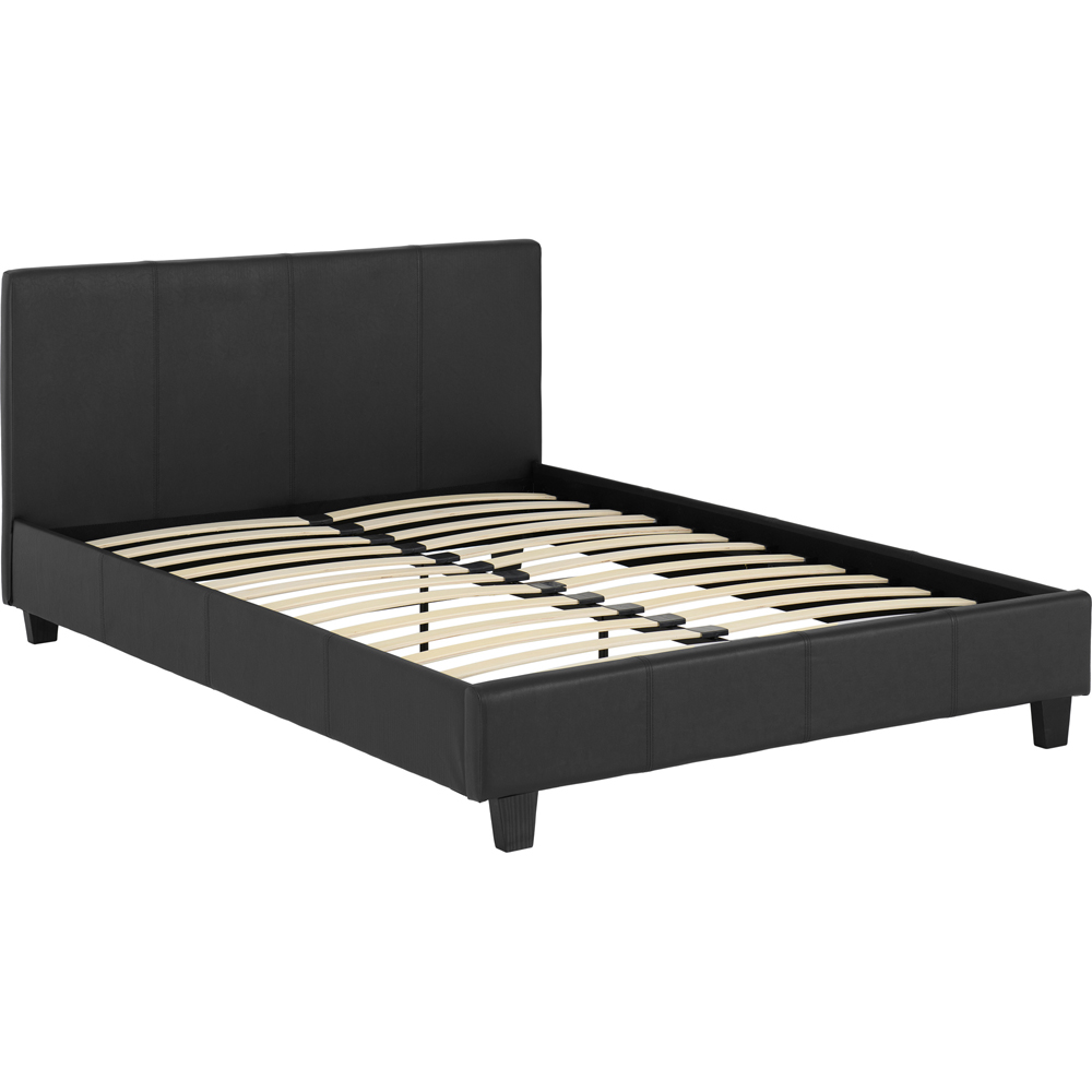 Seconique Prado Double Black PU Faux Leather Bed Image 2
