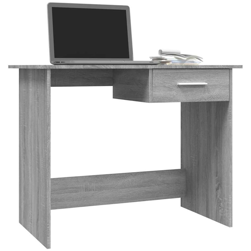 vidaXL Single Drawer Computer Desk Grey Image 3
