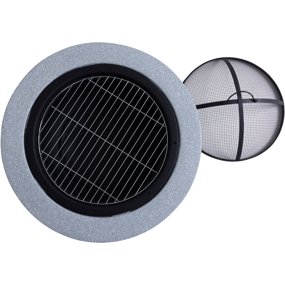 Charles Bentley Snug Magnesia Round BBQ Firepit with Mesh Cover Image 3