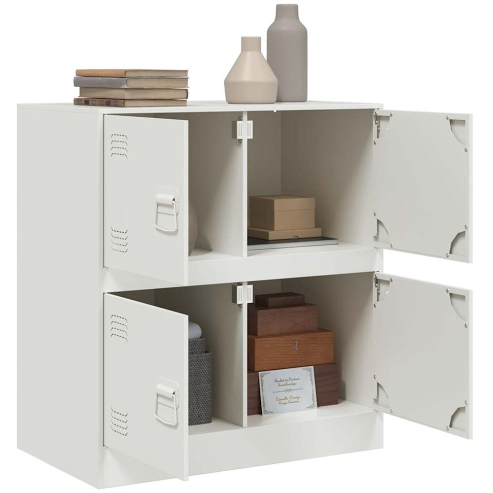 vidaXL 4 Door White Steel Sideboard Image 4