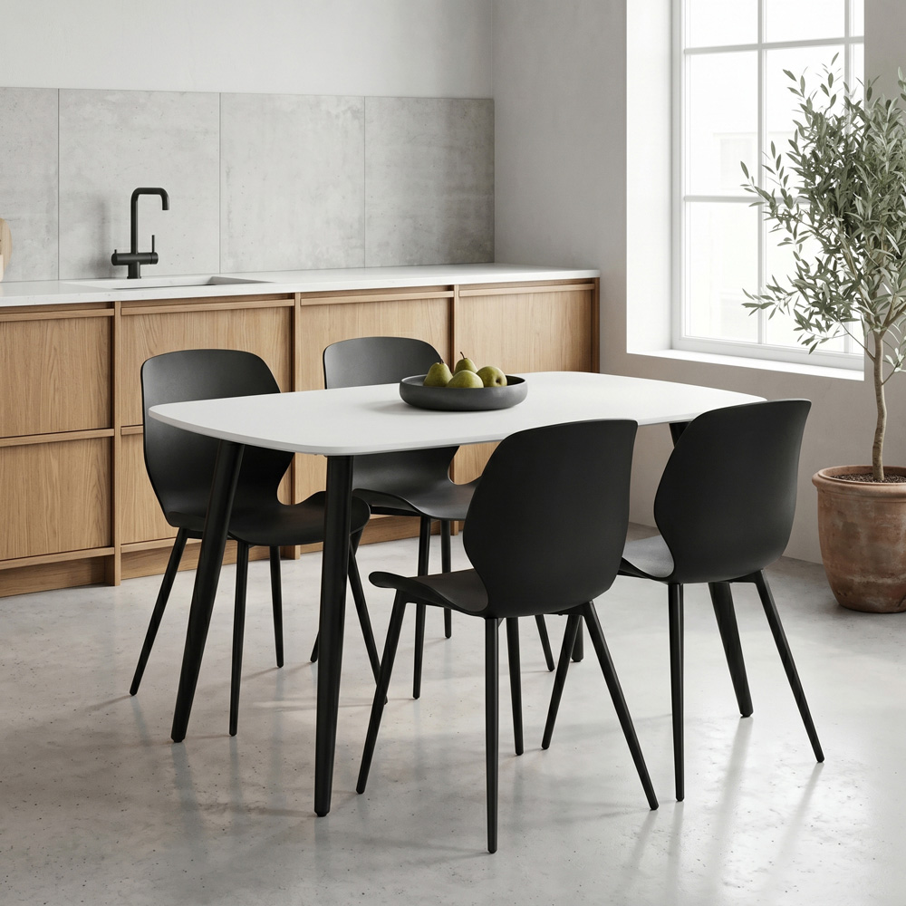 Core Products Aspen Carnaby 4 Seater Plastic Rectangular Dining Set White and Black Image 5