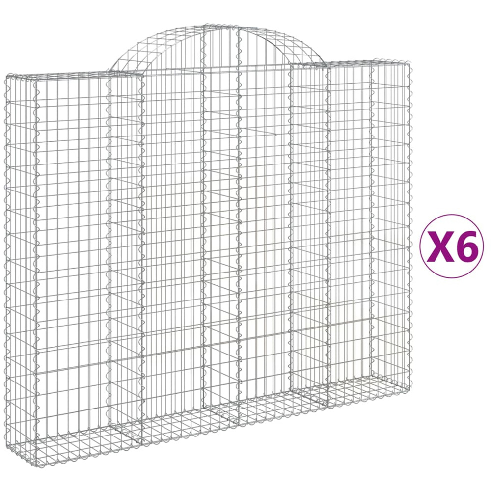 vidaXL Silver Galvanised Iron Arched Gabion Basket 200 x 30 x 160/180cm 6 Pack Image 2