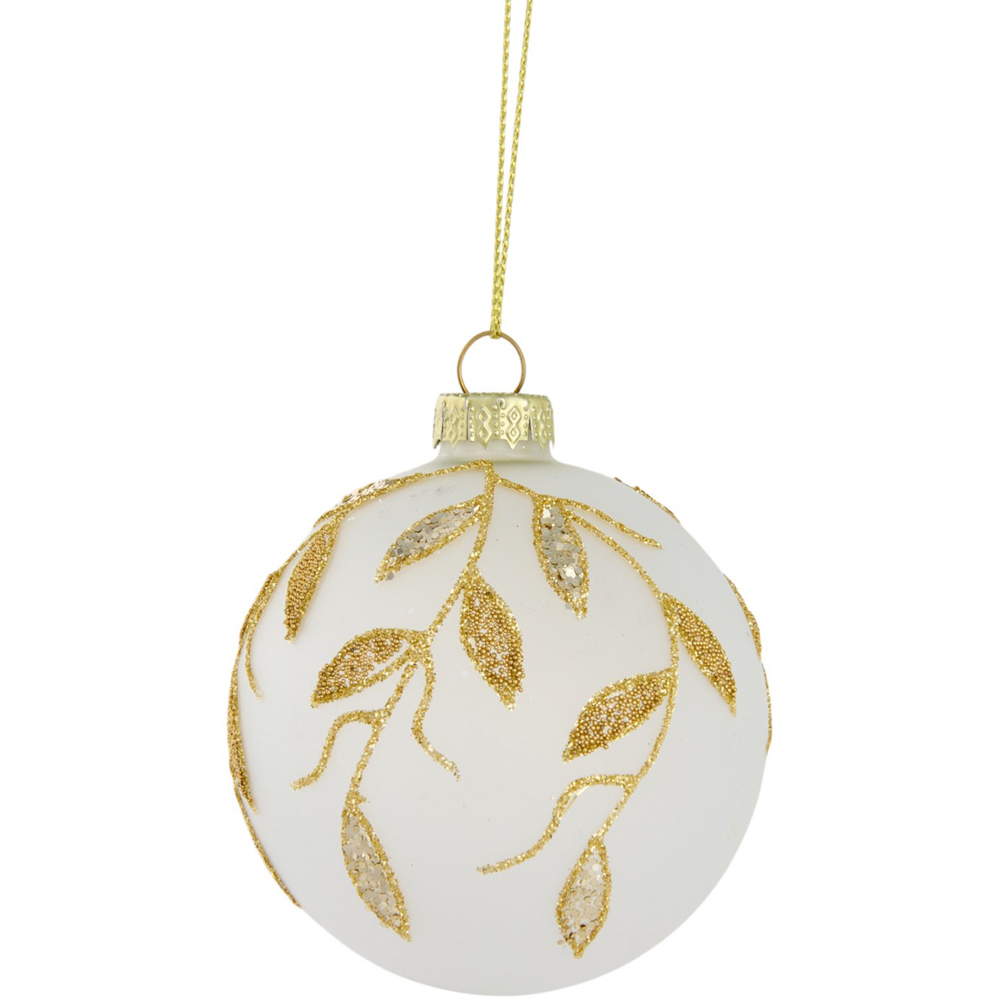 Frosted Gold Leaf Bauble Image 3