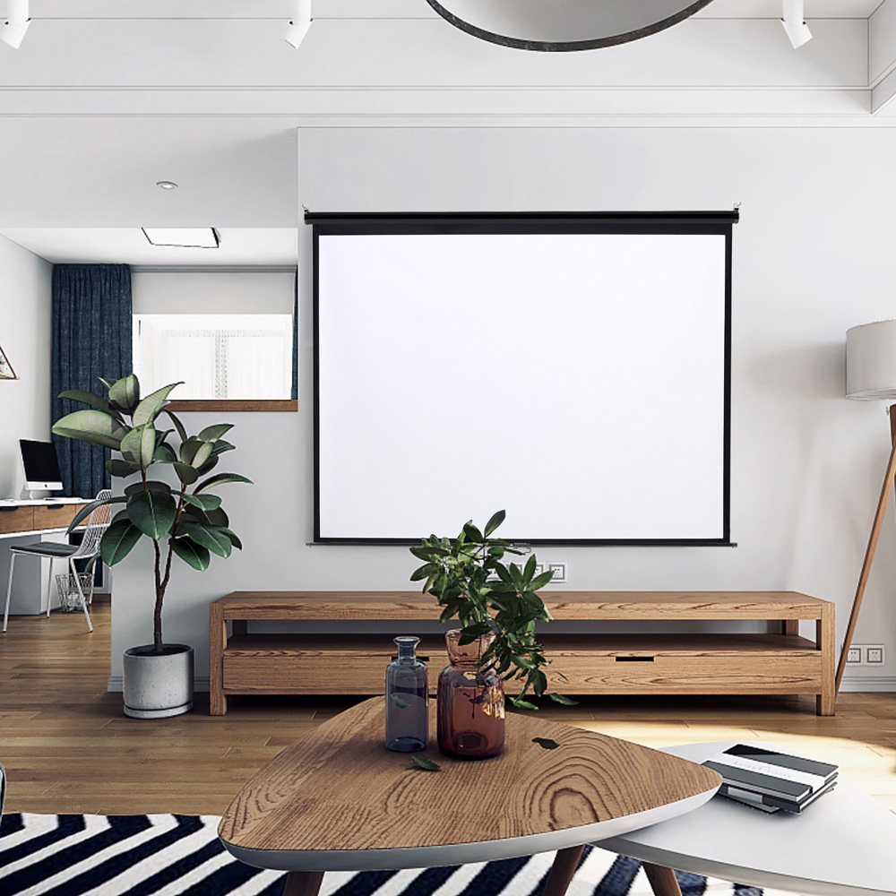 Living and Home 4:3 Matte White Manual Pull-Down Projector Screen 84 inch Image 3