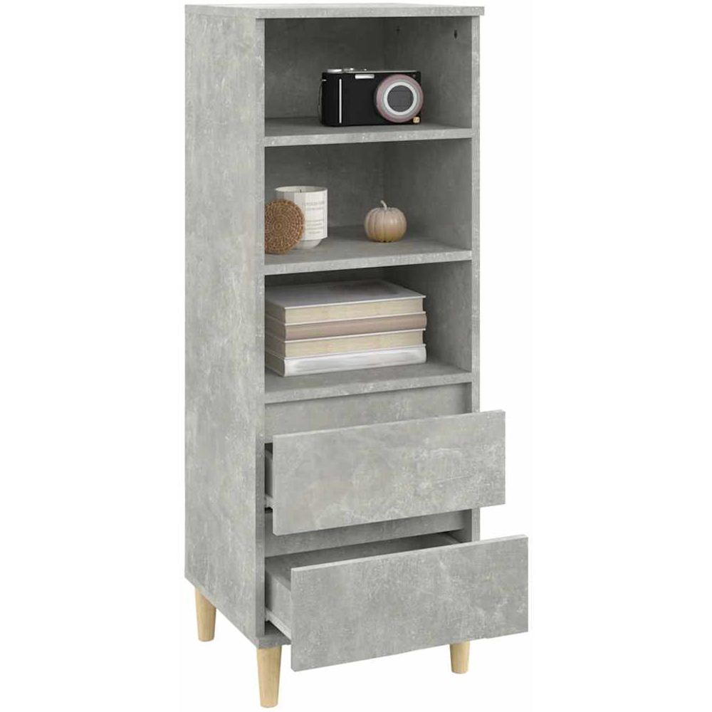 vidaXL 2 Drawer 3 Shelf Concrete Grey Wooden Highboard Image 7