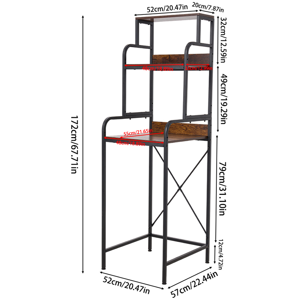 Living and Home 3-Tier Iron Frame Mini Fridge Stand Image 9