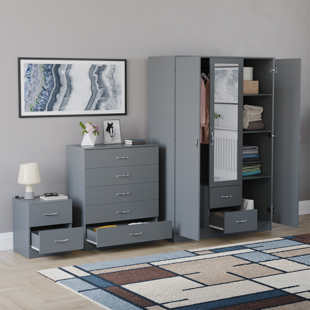 VIDA DESIGNS Riano Grey 3 Piece Bedroom Furniture Set Image 5