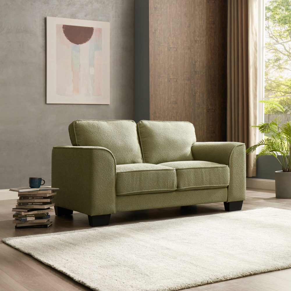Home Detail Jada 2 Seater Sage Green Boucle Sofa Image 8