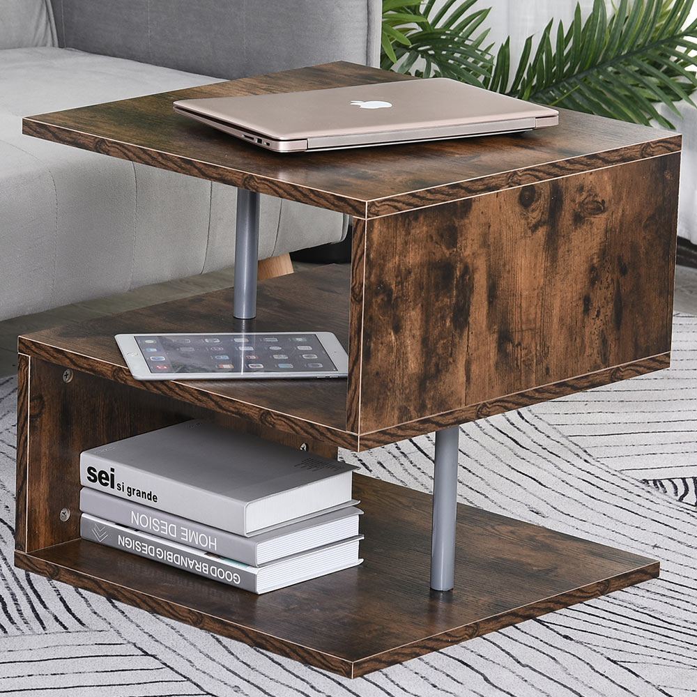 Portland 2 Tier Natural S Shape Storage Coffee End Table Image 1