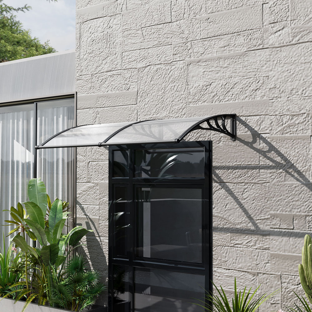 Living and Home Black Door and Window Outdoor Awning with Water Channel 2 x 1m Image 8