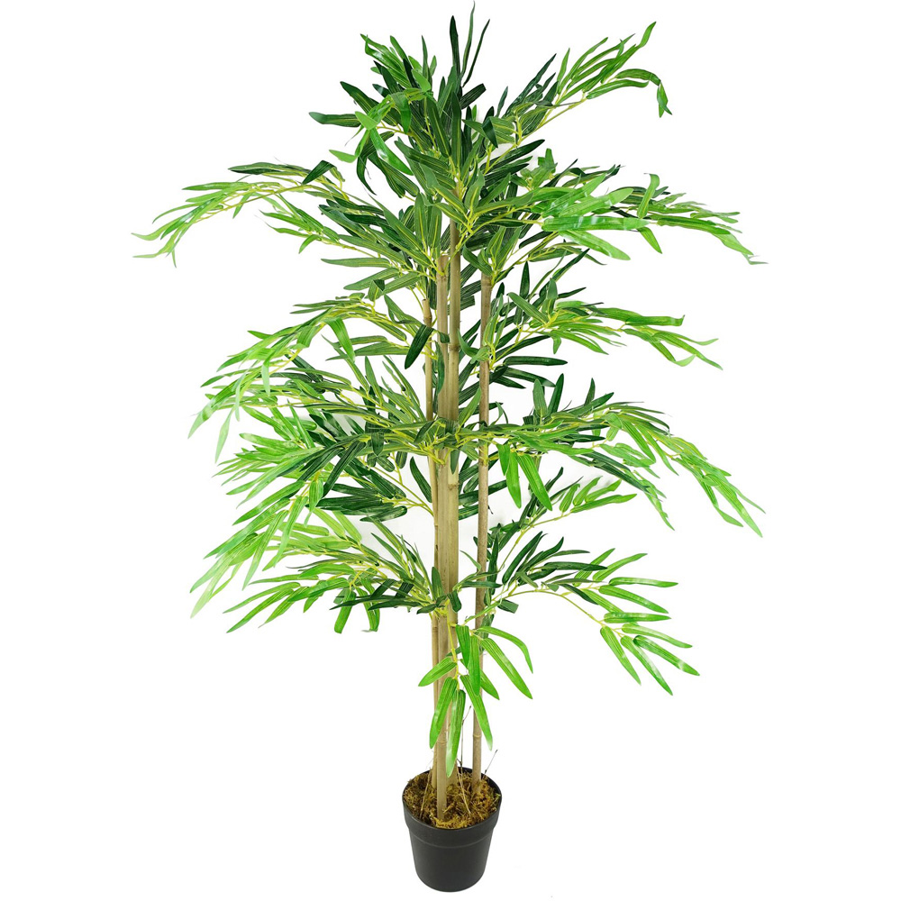 Leaf Green Bamboo Artificial Plant in Pot 4ft Image 1