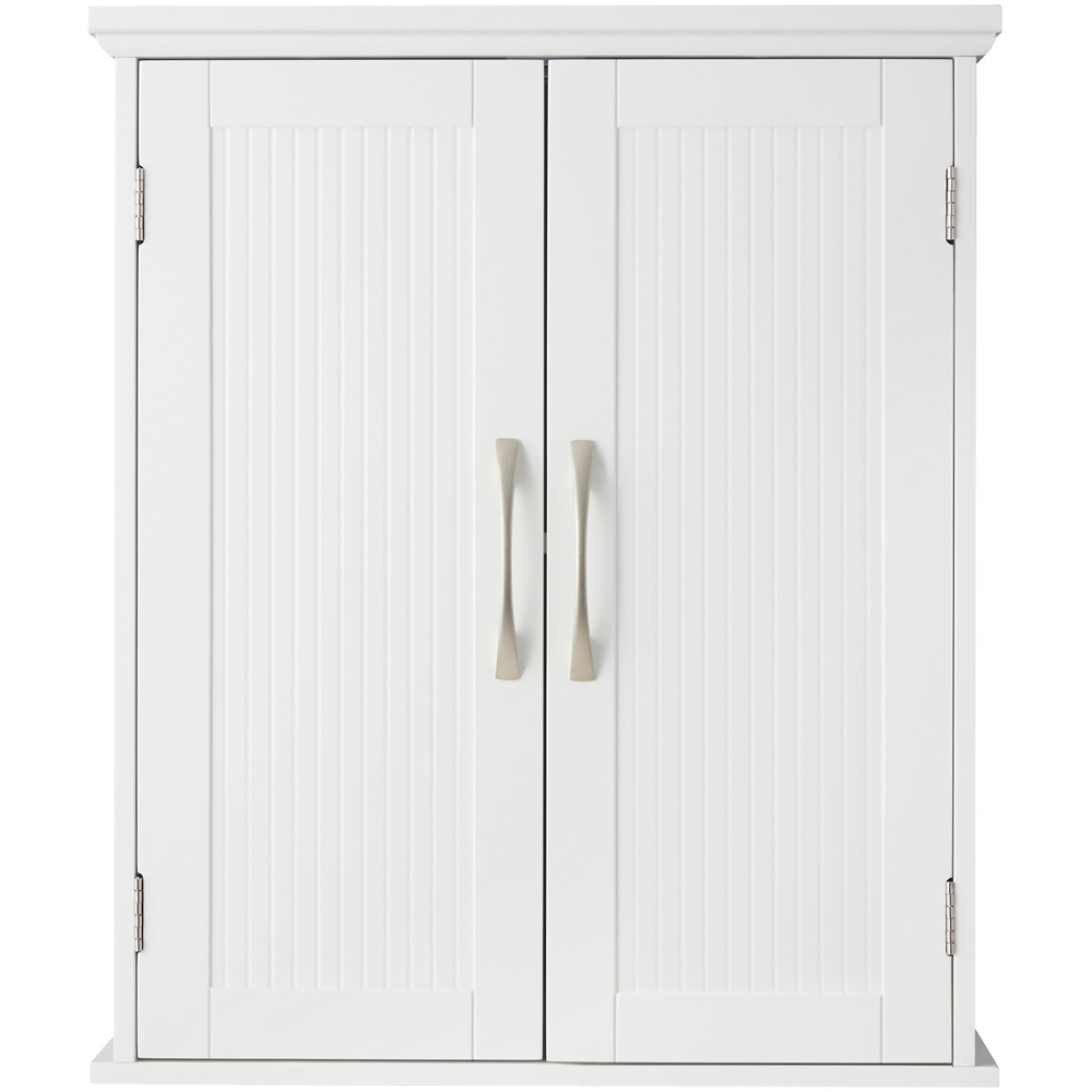 Teamson Home 2 Door White Newport Contemporary Removable Wooden Wall Cabinet Image 2