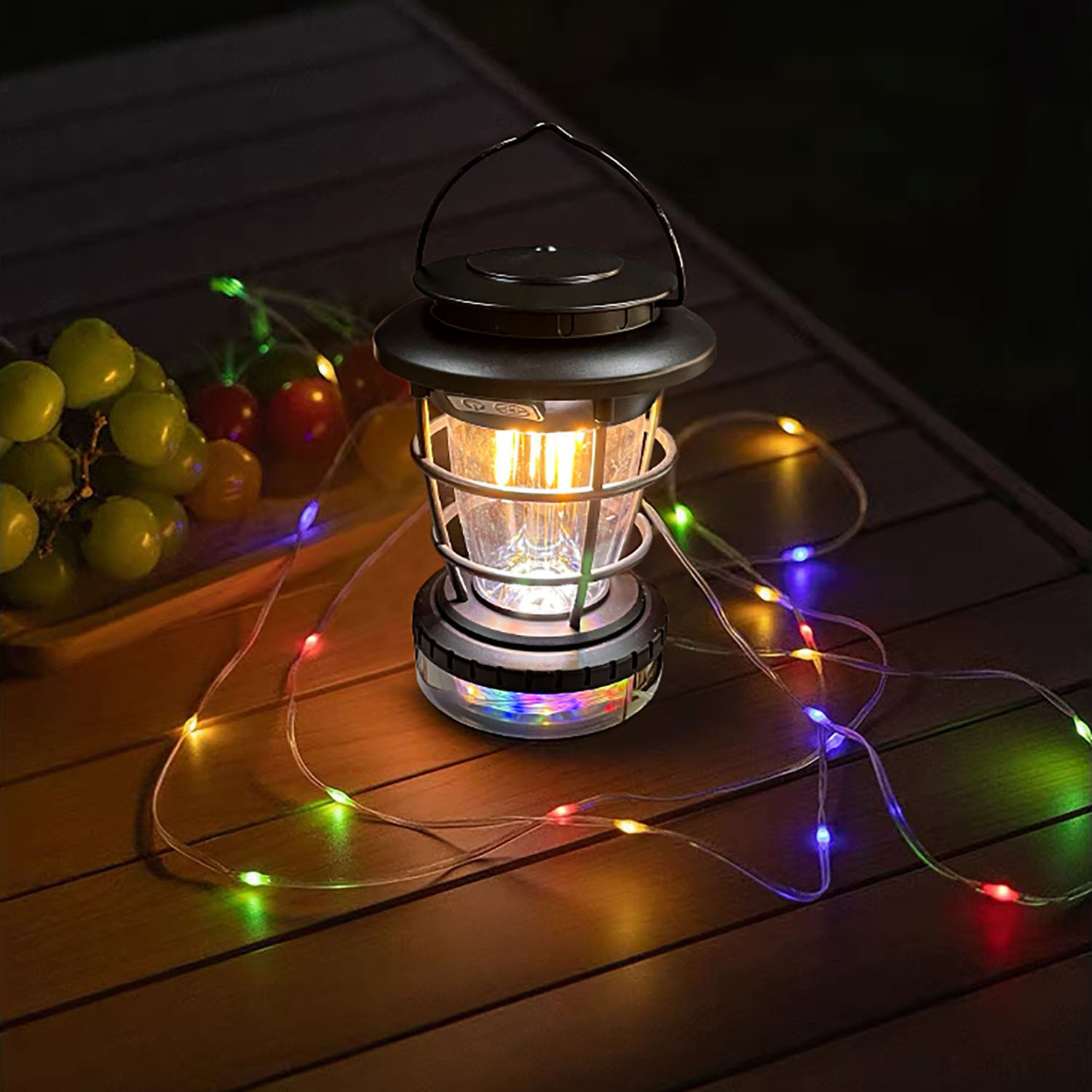 Lantern with Strip Light - Black Image 5
