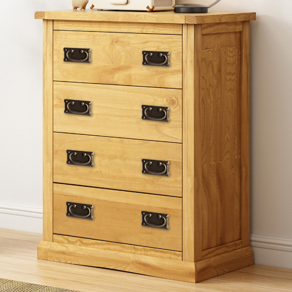 Cabinet Bits Lucca 4 Drawer Antique Wax Brass Drop Handle Chest of Drawers Image 1