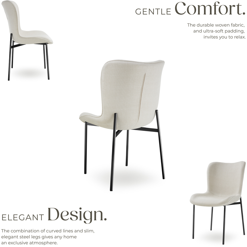 tectake Tessa Off White and Black Woven Fabric Padded Dining Chair Image 5