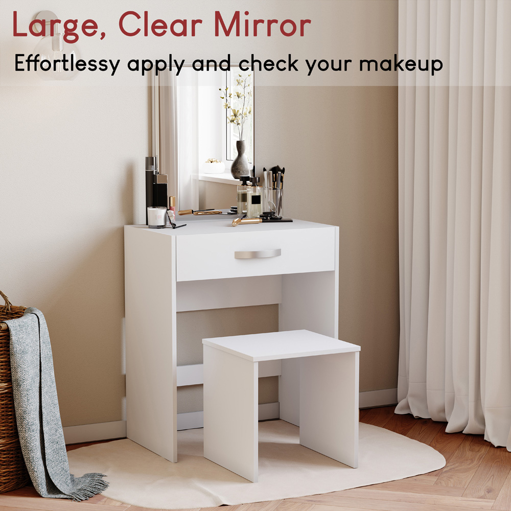 Vida Designs Isla Single Drawer White Dressing Table with Mirror Image 5