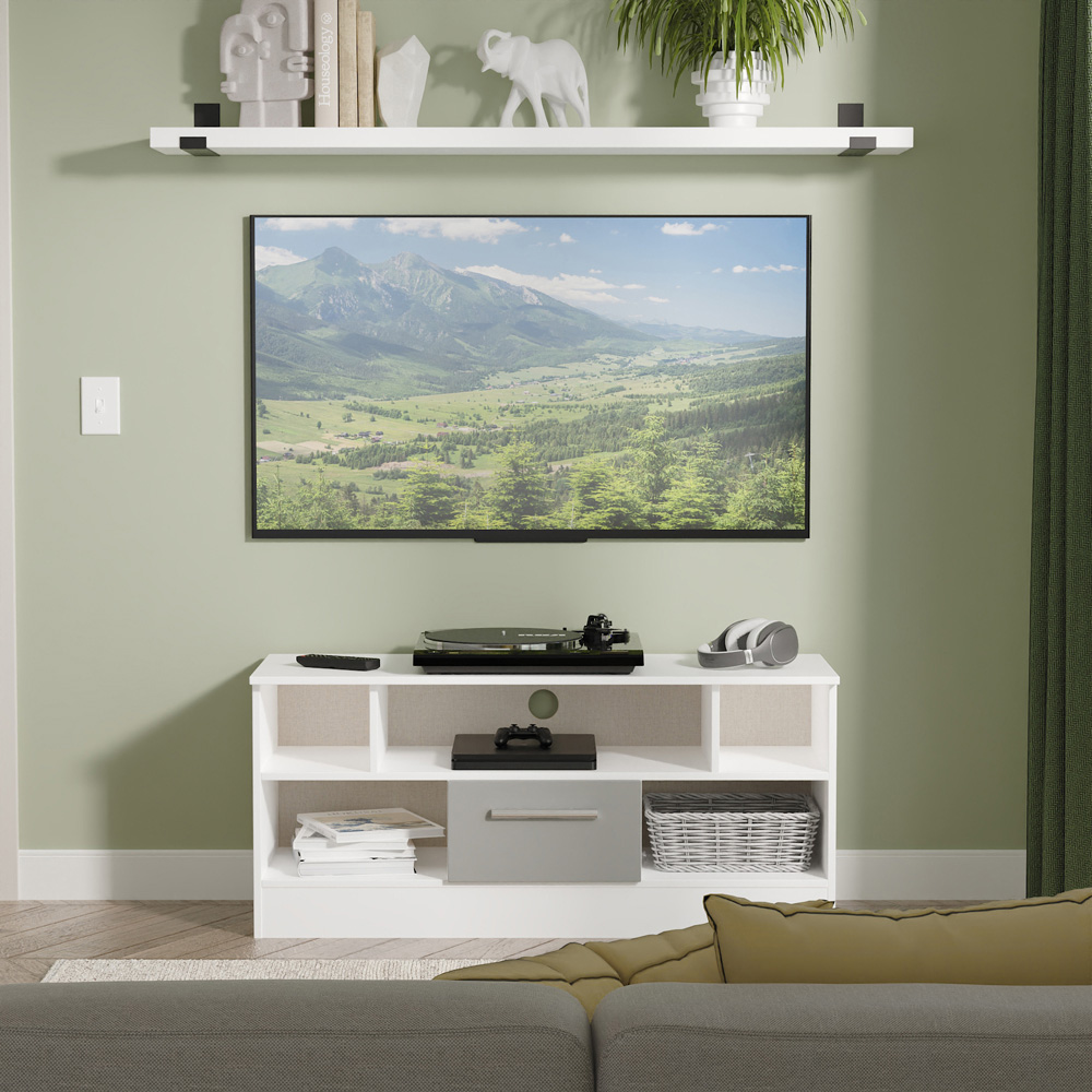 Crowndale Contrast Single Drawer Grey Matt and White TV Unit Ready Assembled Image 7