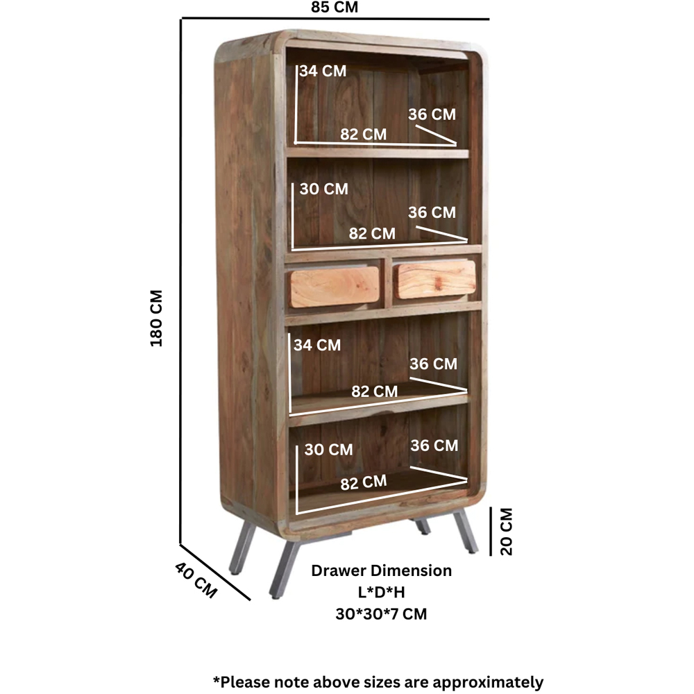 Brooklyn 2 Drawer 4 Shelf Hardwood Bookcase Image 5