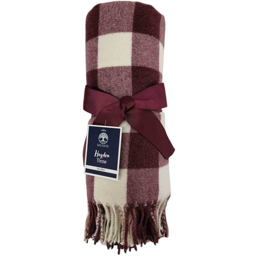 Hayden Burgundy Check Throw  - Burgundy Image