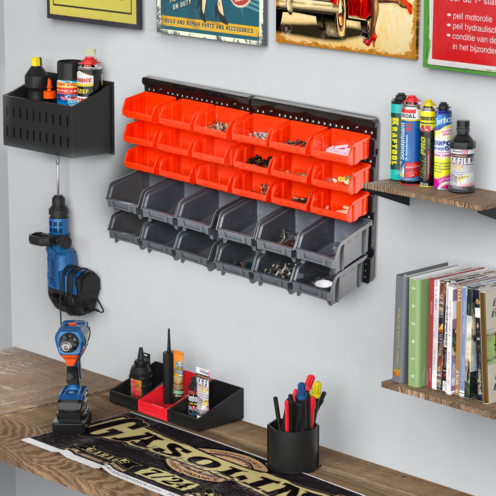 DURHAND 30 Cubbie Wall Mounted Screw Organiser with Screw Kit Image 2