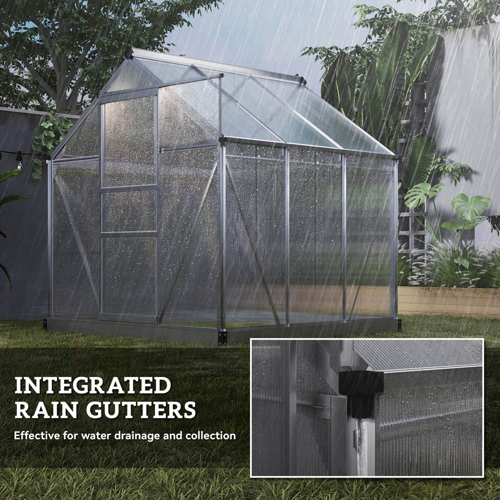 Outsunny Aluminium Polycarbonate 6 x 6ft Walk-in Greenhouse Image 7