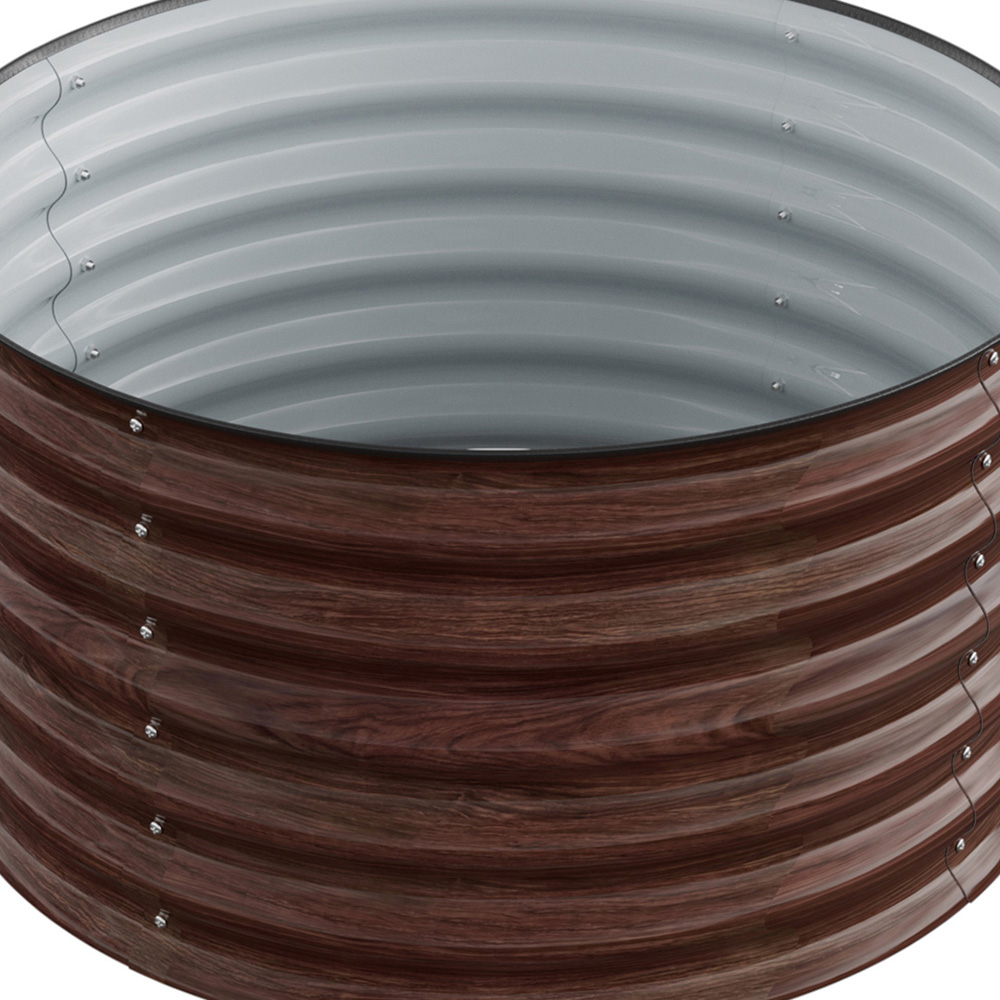 Living and Home Brown Round Metal Raised Garden Bed with Open Bottom 80 x 43cm Image 4