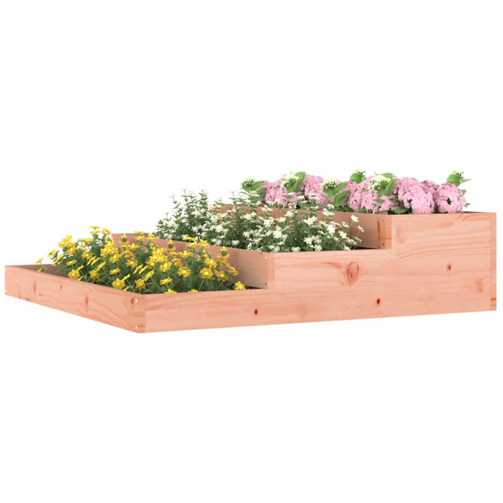 vidaXL 3-Tier Natural Solid Douglas Wood Garden Planter 27 x 107 x 107cm Image 2