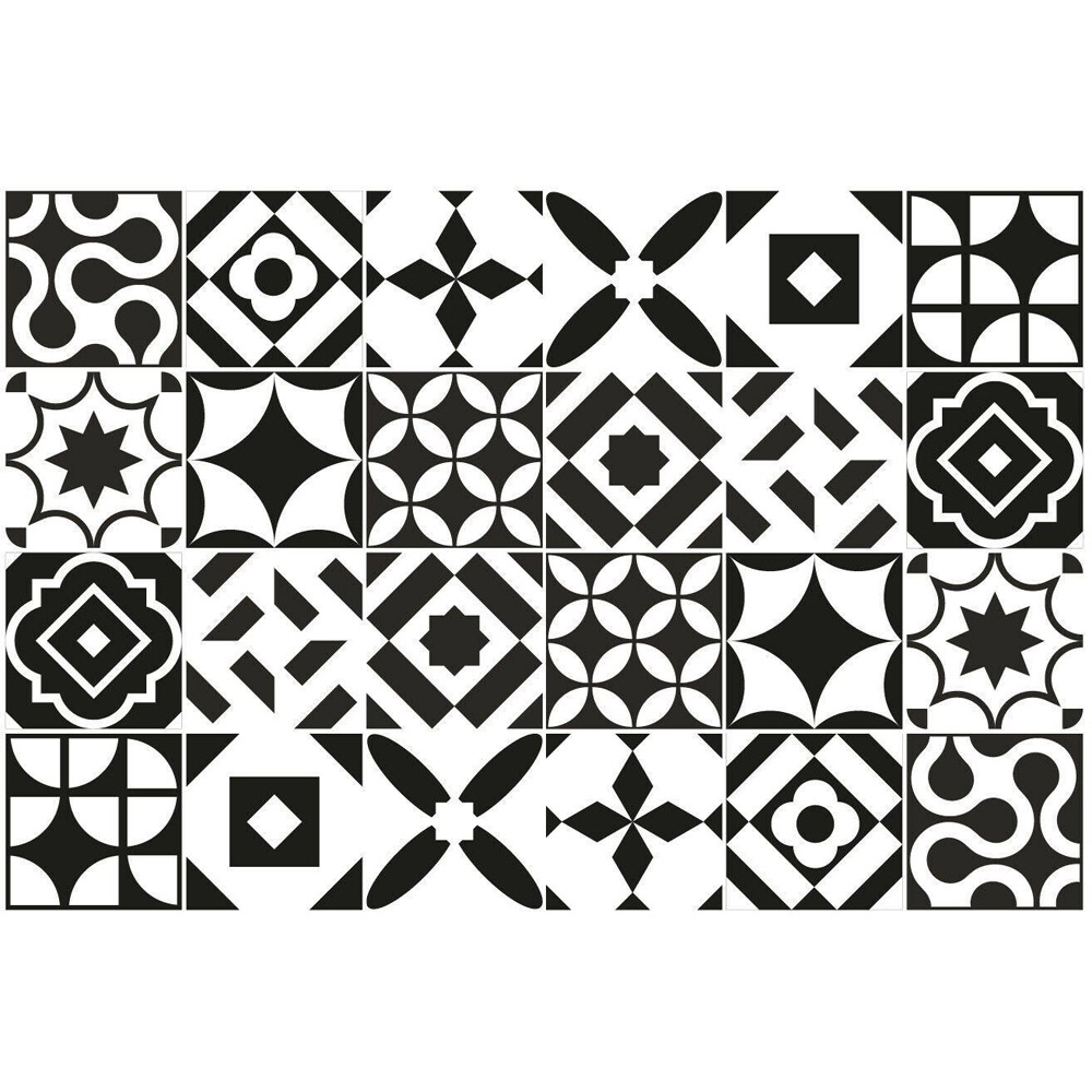 Walplus Ross Black and White Tile Sticker 24 Pack Image 2